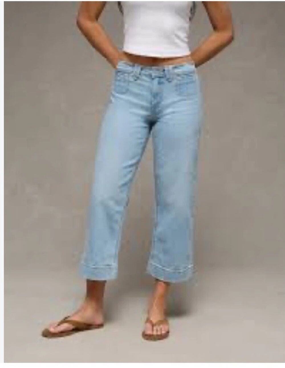 American Eagle Stovepipe High Waist Jeans Womens Light Wash Denim size 10 Long